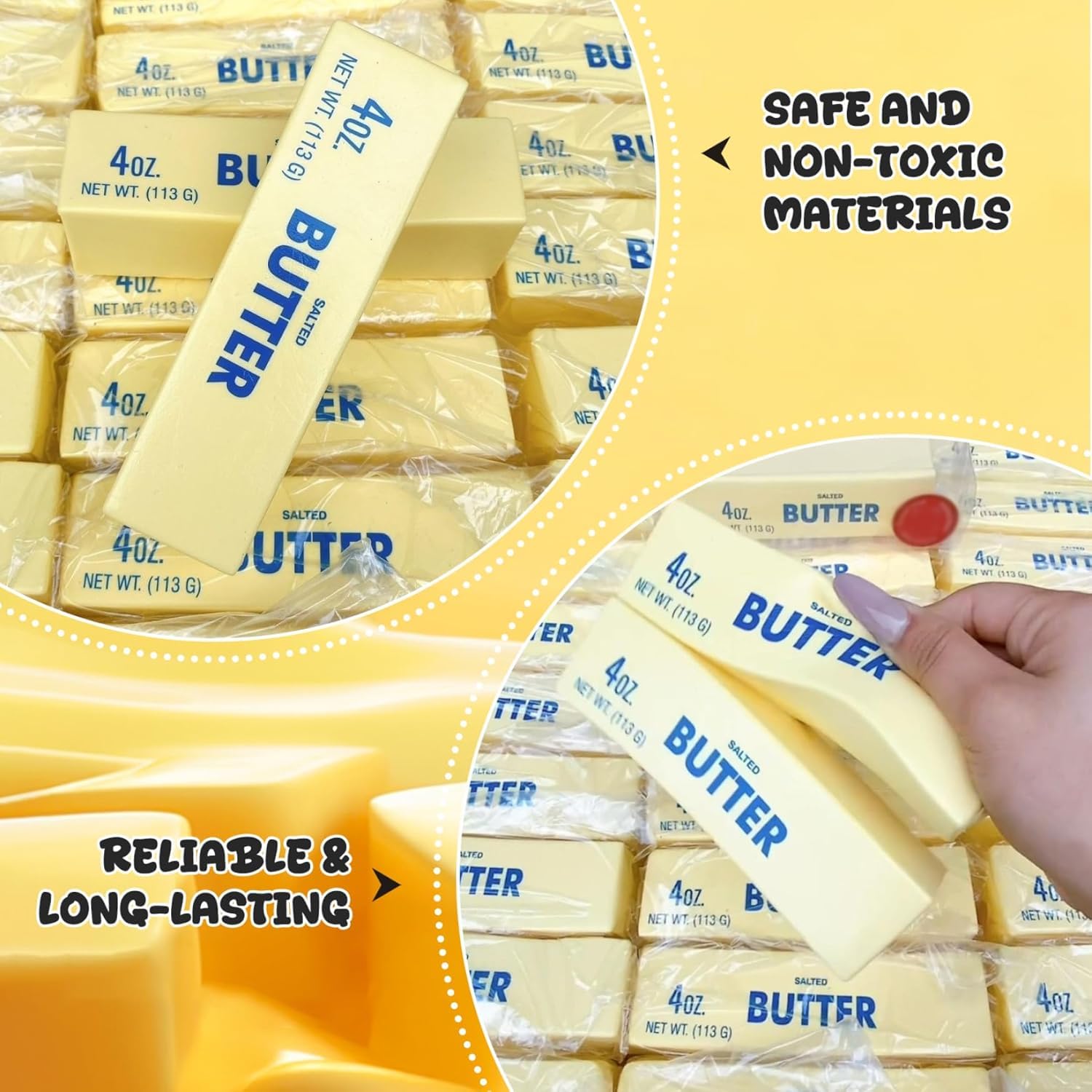 Squish Toys Slow Rebound Cute Butter Squeeze Stress Ball 5.7x1.6 in Squishy Stress Ball for Adults Kids, Super Soft Slow Rebound Butter (1pcs) - 3