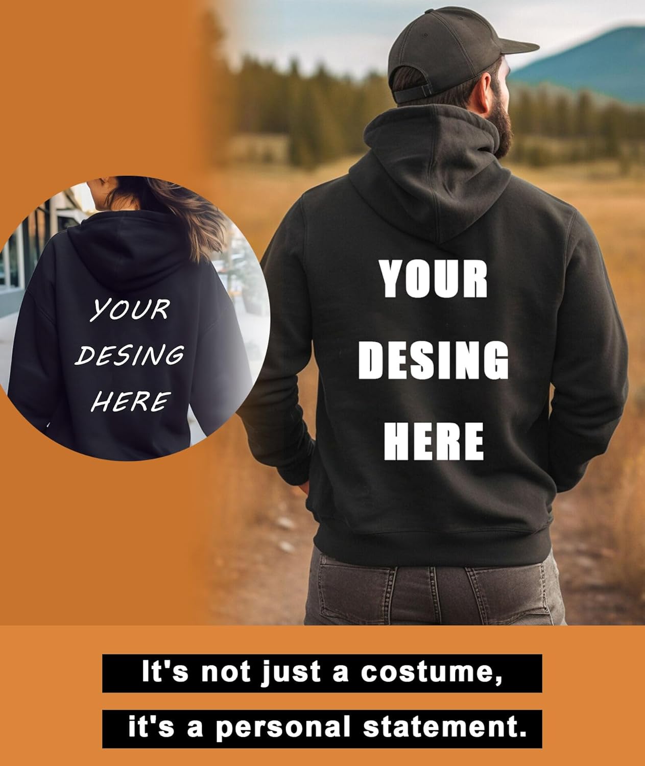 Custom Hoodie for Men Women Personalized Sweatshirt Your Own design DIY print autumn winter Hooded Front/Back