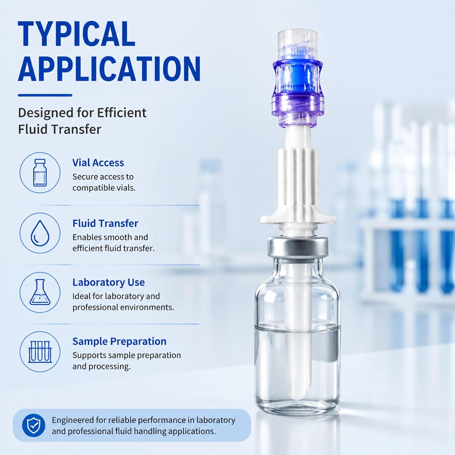 10 Pack Vial Adapter with Luer Lock for Laboratory Liquid Transfer
