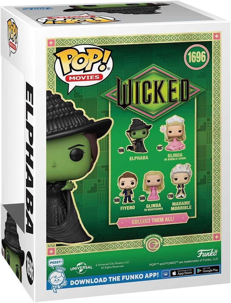 POP Movies: Wicked - Elphaba Funko Vinyl Figure (Bundled with Compatible Box Protector Case), Multicolor, 3.75 inches