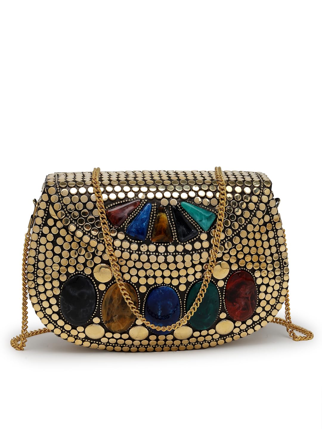 Mosaic Mosaic Embellished Metal Clutch-image-38