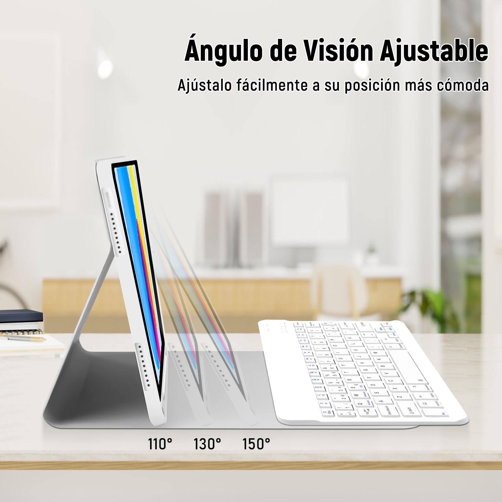 Lielax Funda Teclado para iPad 11.ª Gen (A16) / 10.ª Generación (11/10.9 Pulgadas) 2025/2022, Bluetooth Inalámbrico Desmontable Español Ñ Teclado para iPad 10/11 Gen, Gris