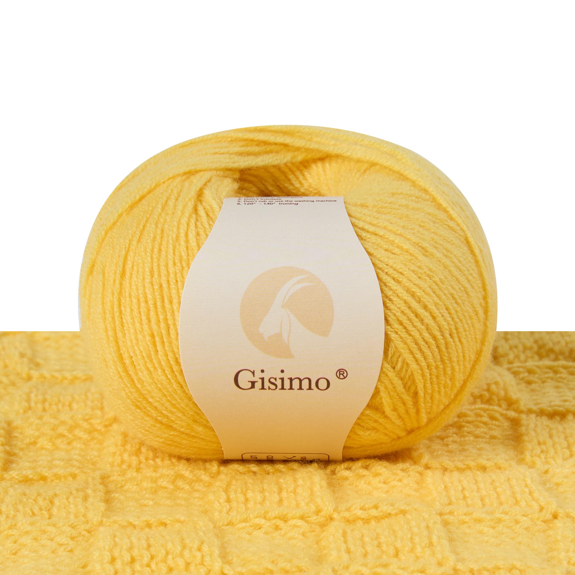 100% Inner Mongolian Cashmere Yarn, 6-Ply Luxurious and Soft Yarn for Hand Knitting & Crocheting (Bright Yellow,1 Ball)