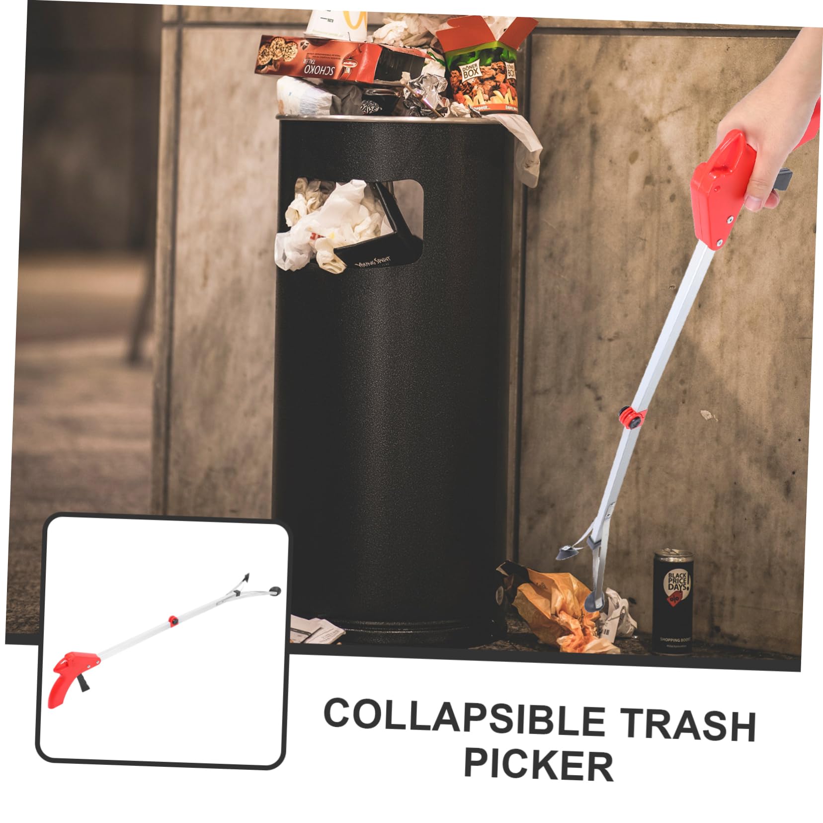 5 Stück Müllfalle Müllgreifer-Tool Picker Reacher-Greifer wählen Handgreifer werkzeug Müllklammer Greifer für Müll faltbarer Greifer für ältere Menschen Müllclip Aluminiumlegierung