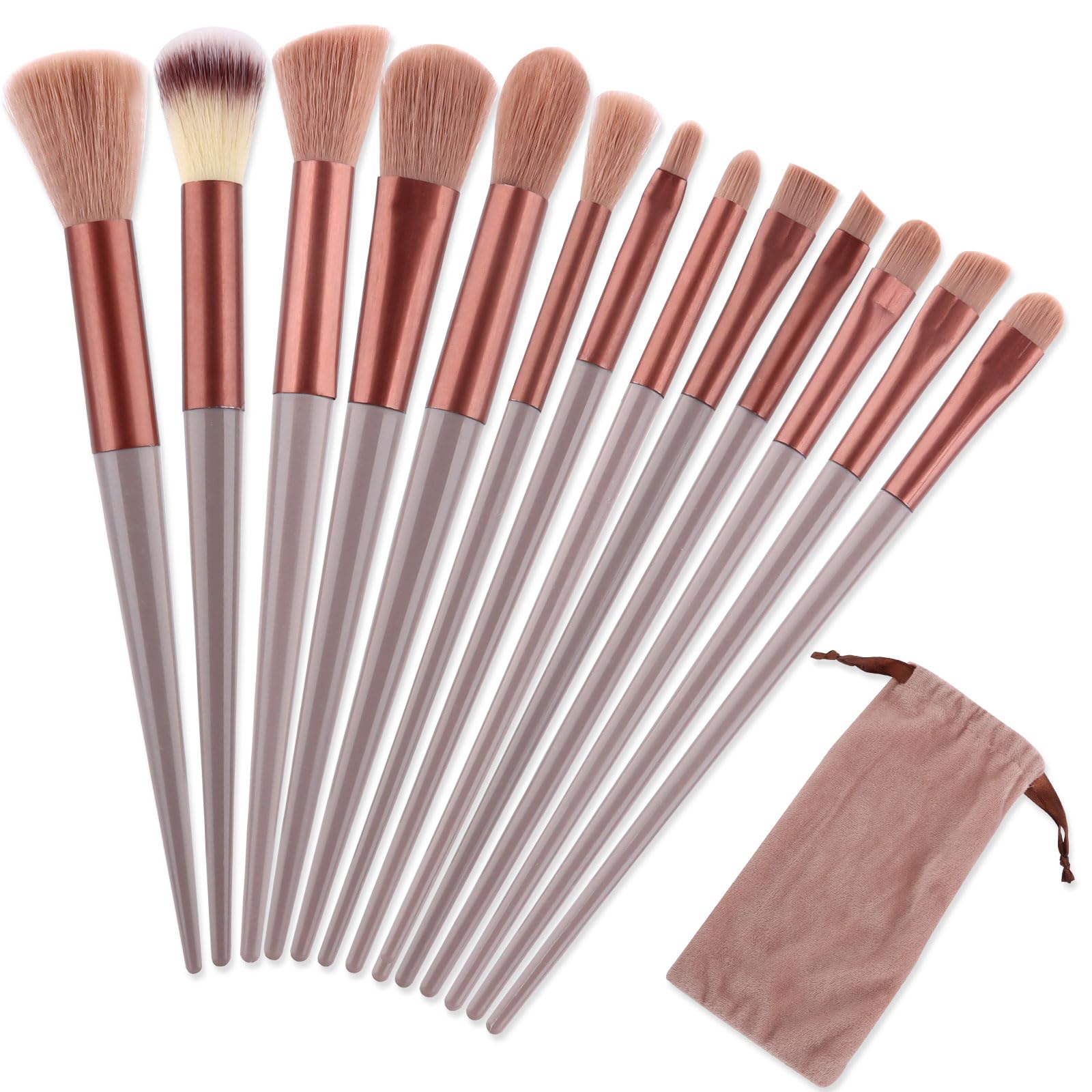 13 Piezas Pinceles de Maquillaje,Brochas de Maquillaje Profesional,Juego de Makeup Brushes,Para Colorete, Base Líquida, Sombra de Ojos