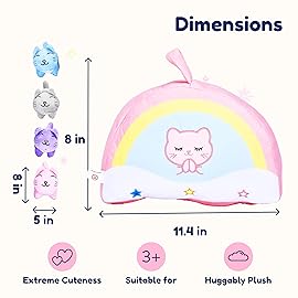 PixieCrush Set of 5 Mini Cat Stuffed - Plush Kittens with Rainbow Bag - Baby Kitten Stuffed Toys - Soft Kitty Toys - Ideal for Decorating and On-The-Go Fun (Multi-Colored)