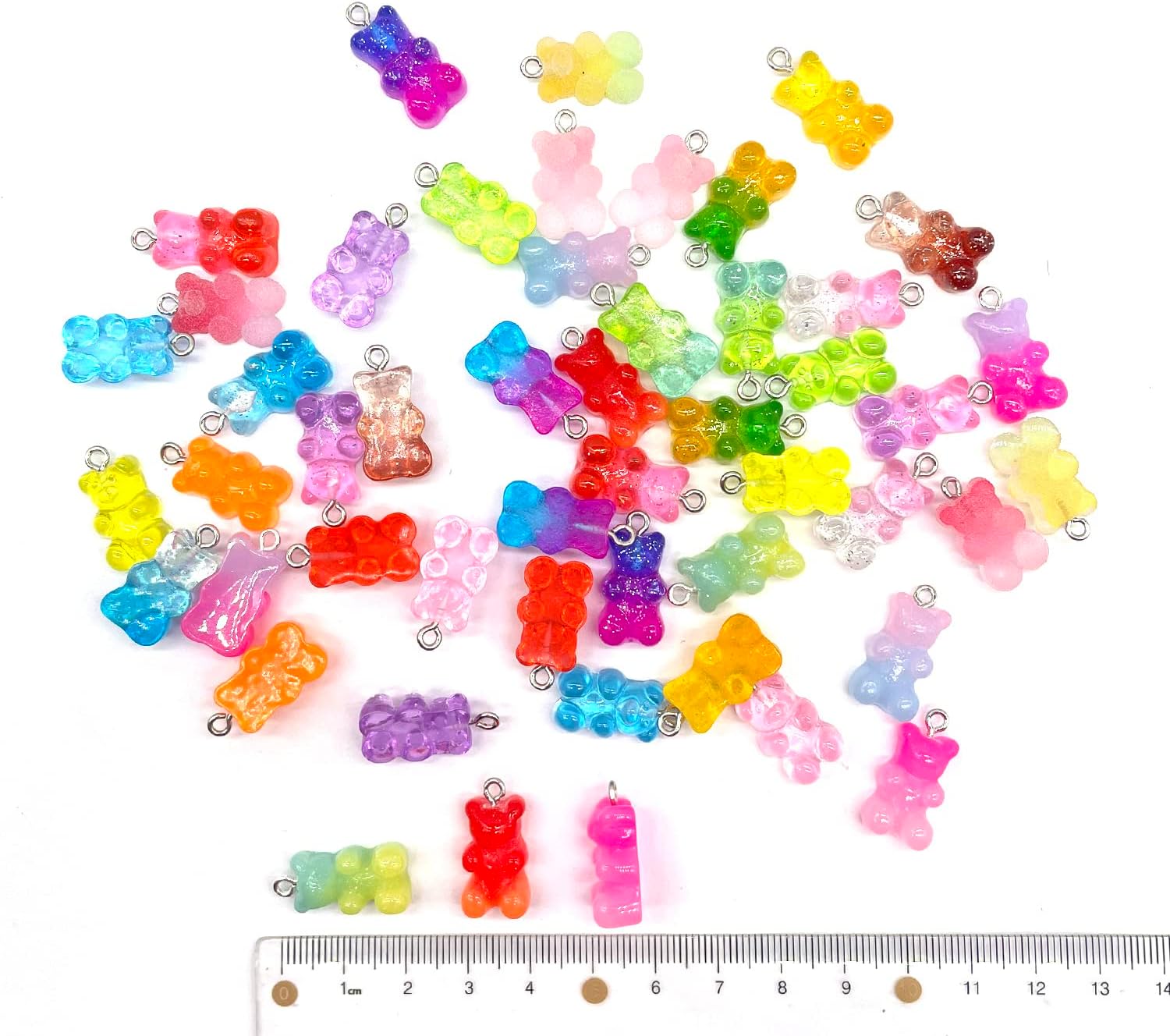 Bulk Assorted Candy Pendant,Grandient 3D Gummy bear Charms for Jewelry Necklace Earrings Bracelet Art Craft Project Making (70pcs with hole) - Image 8