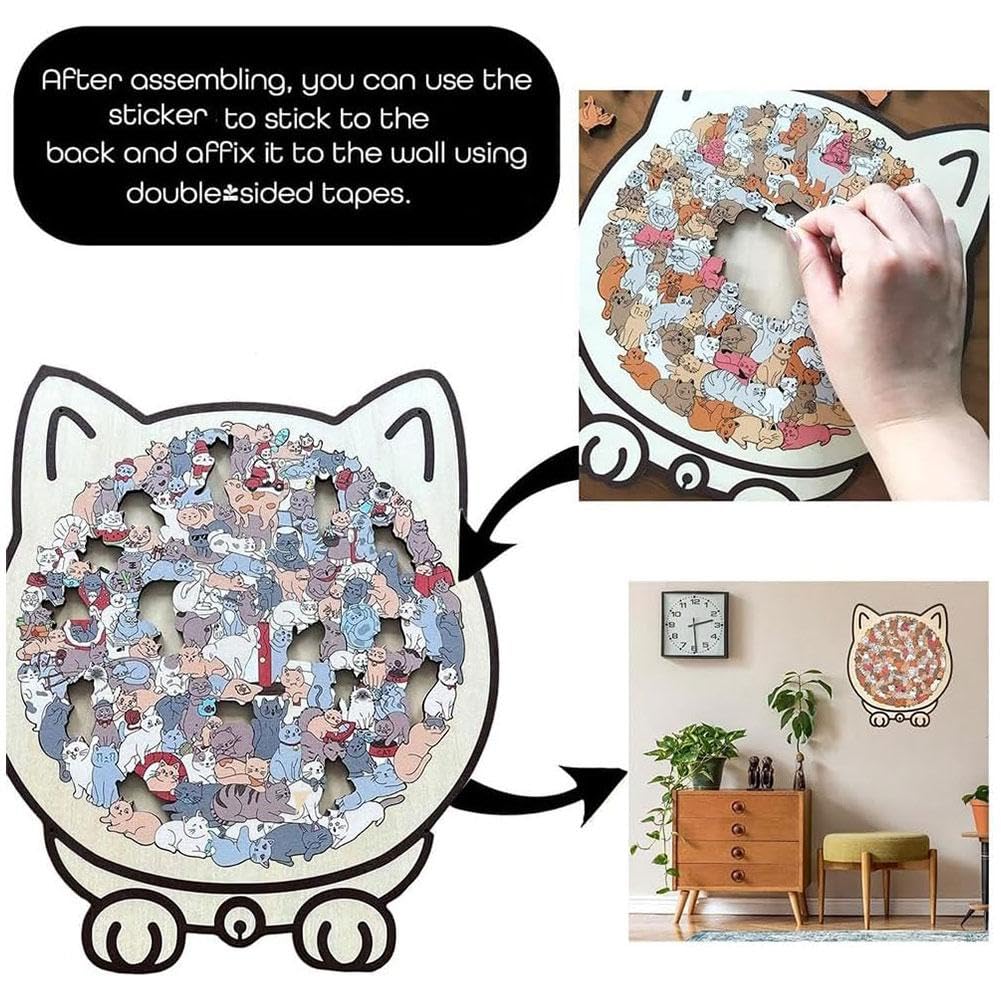 Rompecabezas De Madera De 135 Piezas Con Forma De Gato, Colores Suaves Estilo Morandi, Ideal Para Decoración Y Regalo Para Amantes De Los Gatos