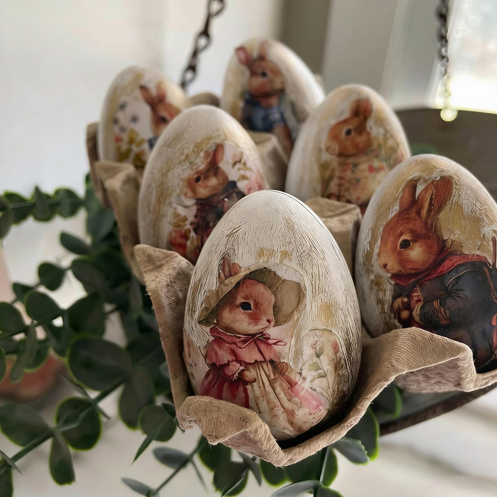 Decorazione a forma di coniglietto pasquale dipinta a mano con diversi abiti, perfetta per decorazioni da tavolo per le festività, decorazioni tradizionali