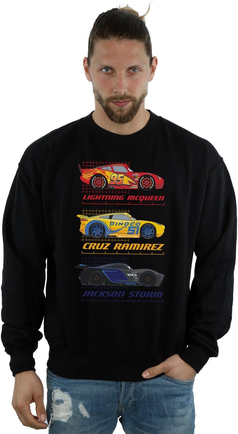Disney Men’s Cars Racer Profile Sweatshirt XX-Large Black