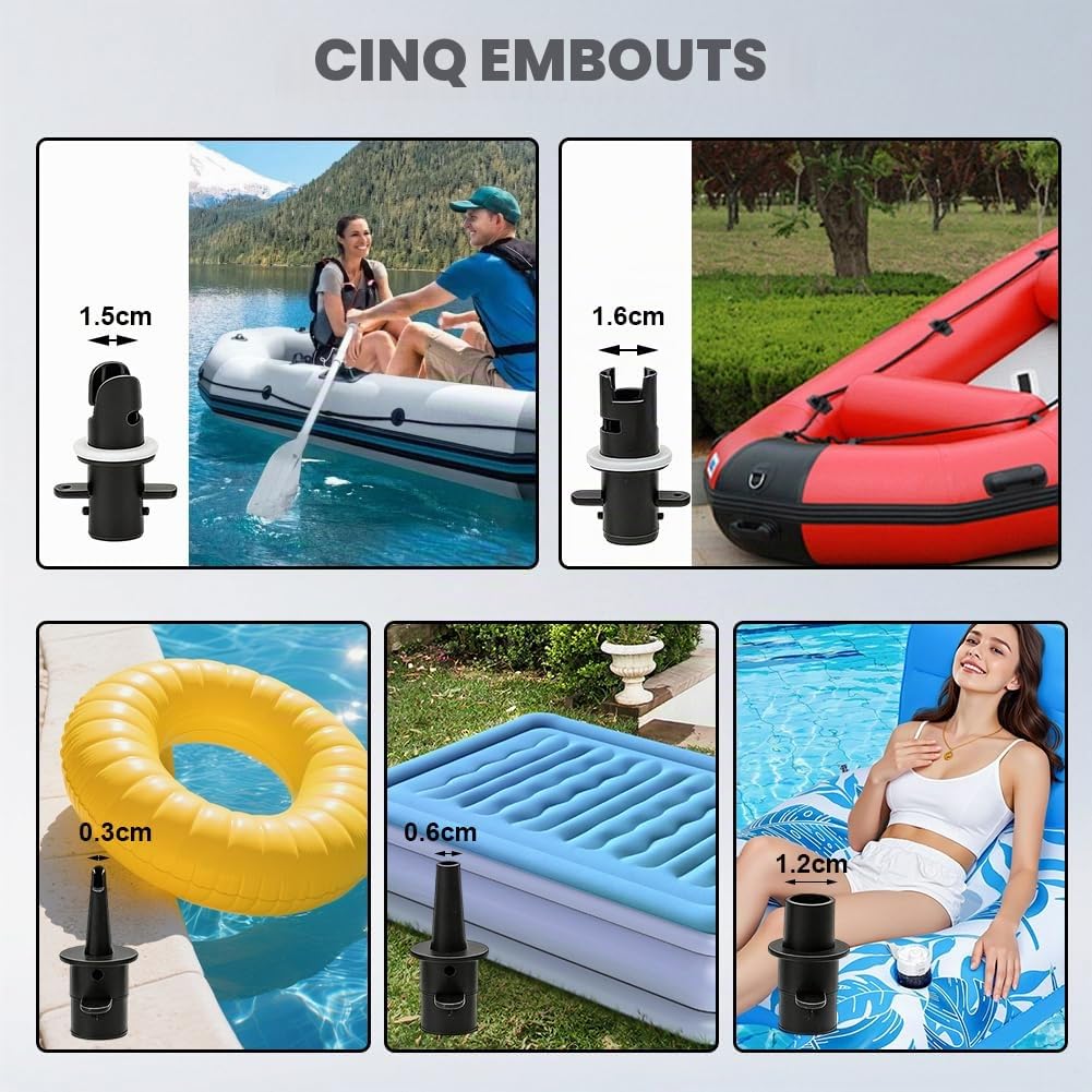 Pompe à Air Electrique 400W-600W, Pompe à Air Portable à 4 Buses pour Un Gonflage Ultra-Rapide des Matelas Pneumatiques, Piscines, Aides à La Natation et Matelas (AC220-240V)