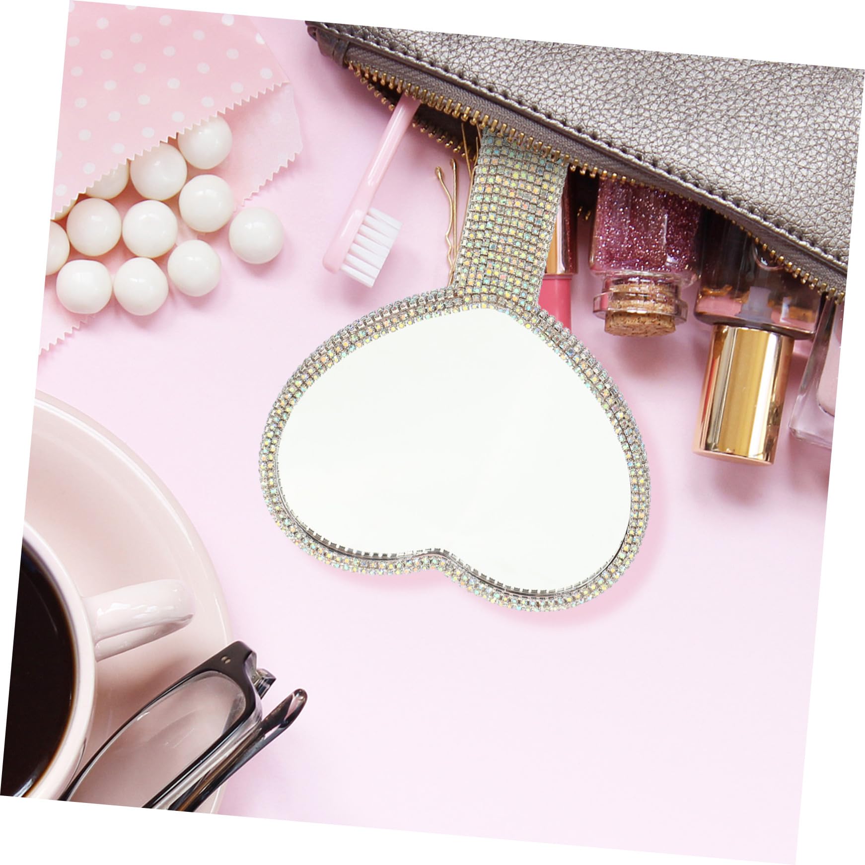 Healeved 3stücke Handgehaltener Kosmetikspiegel Mit -Applikation Tragbarer Make-up-Spiegel Für Einseitiger Friseursalon-Spiegel Für Unterwegs Und Reisen