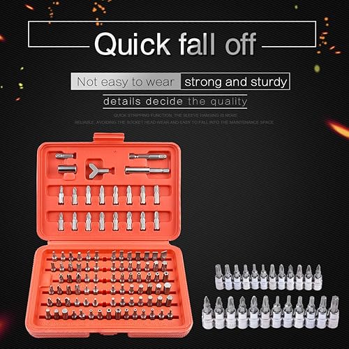 Miniatura 4 de KATUR Juego de 100 puntas de seguridad multiusos con soporte magnético para puntas de extensión, destornillador hexagonal métrico y SAE a prueba de