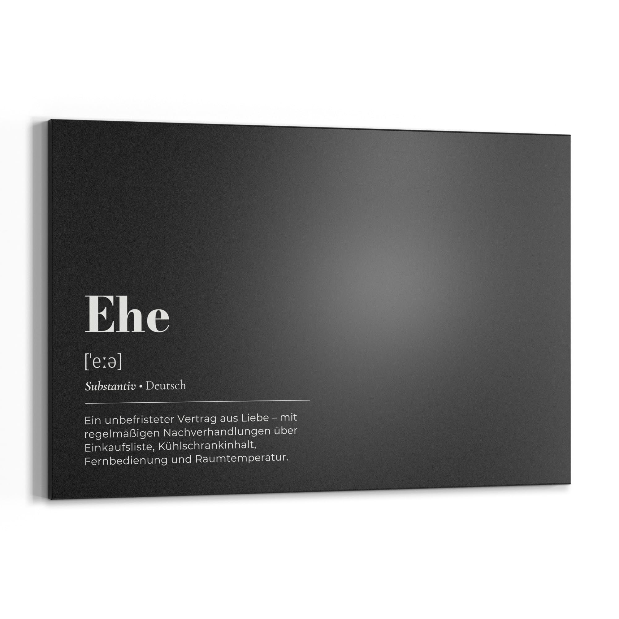 DEQORI Magnetische Kreidetafel mit UV-Druck | Motiv Ehe - Definition | Design rechteckig 60x40 cm | Kreide Metalltafel beschreibbar – Wanddeko für Küche, Flur, Kinderzimmer & Büro