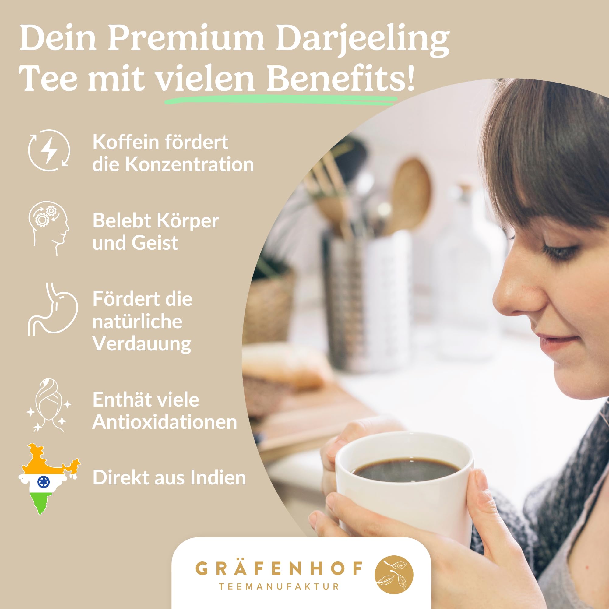 Darjeeling First Flush Bio Tee, 500g, (50+ Tassen) Premium loser Schwarztee, feinste blumige Note, ganze lose Blätter, direkt aus Indien, analysiert und geprüft, naturbelassen in DE abgefüllt