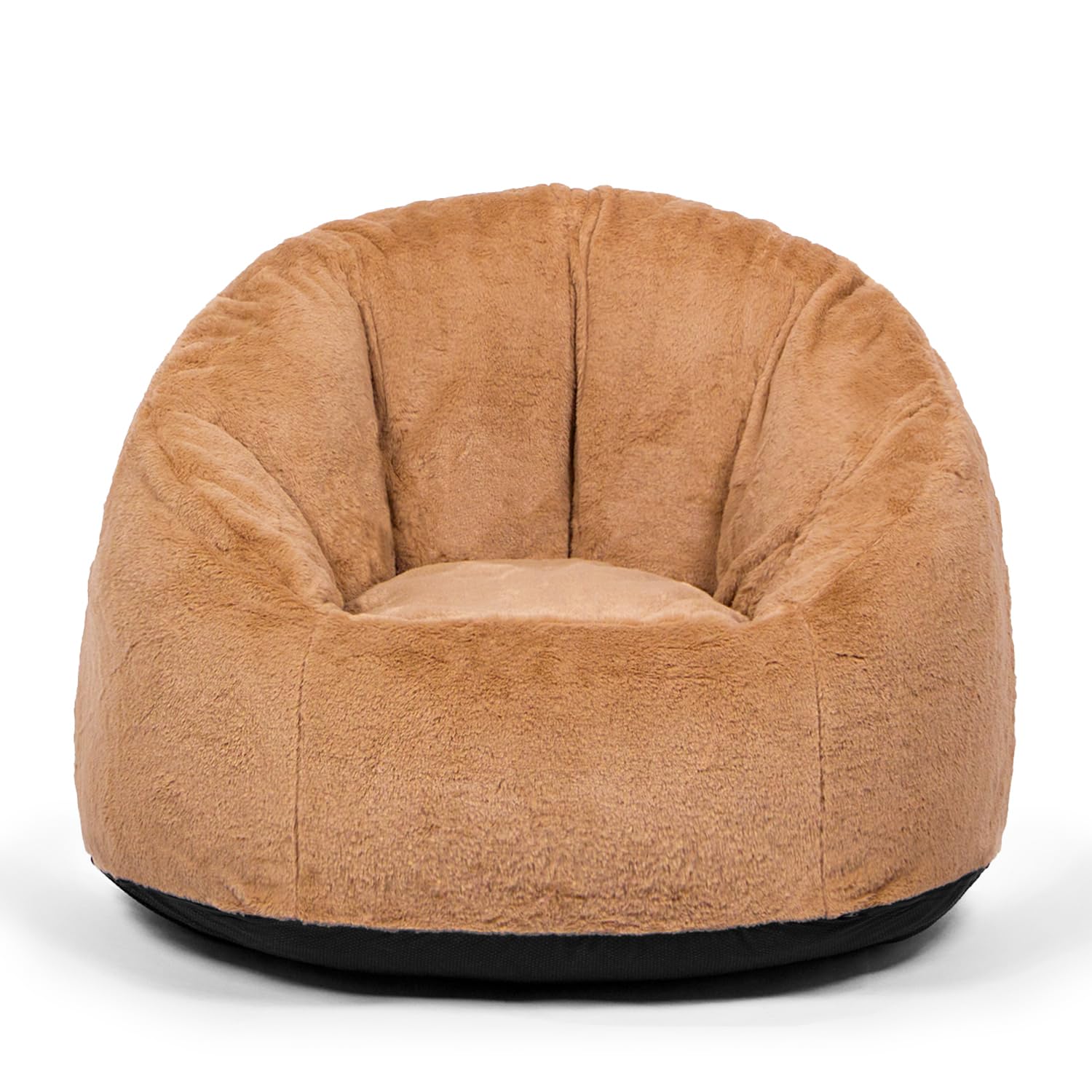 N&V Medium Shell Bean Bag Chair, Adult Size Bean Bag Sack, Foam Filling, Includes Removable and Machine Washable Cover, 37in, Soft Faux Fur (Brown, Medium)