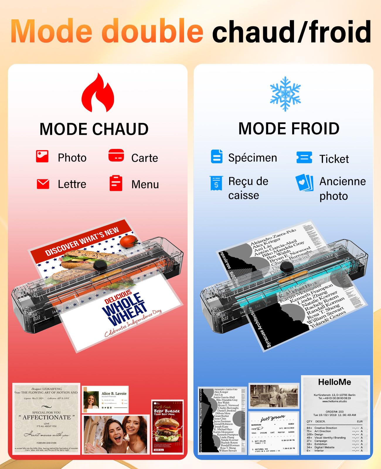 MAXDONE Plastifieuse A3 Chaud et Froid, Préchauffage 1-2 Min, 10 Pochettes, Arrondisseur d'Angles, tout Format A3 A4 A5 A6