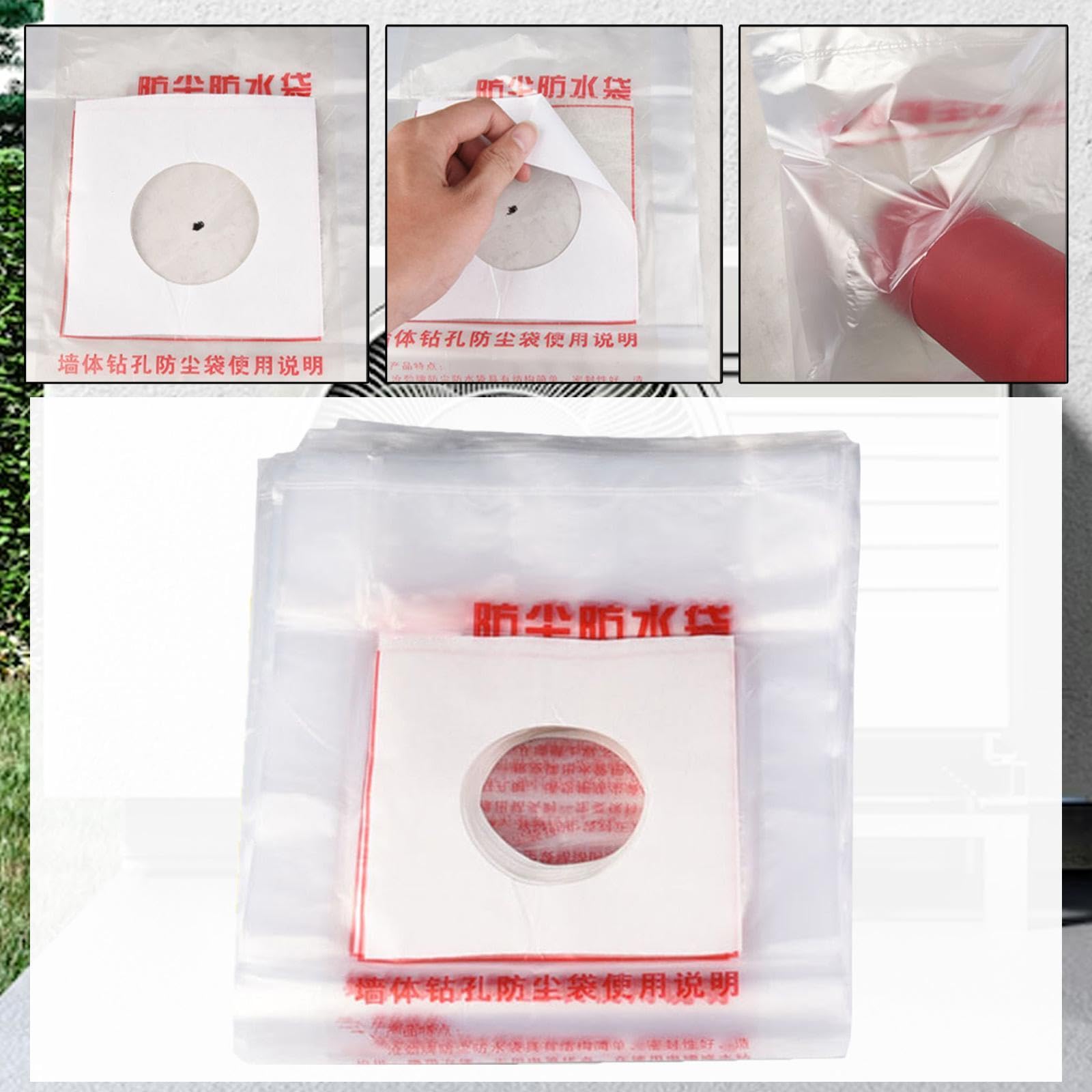 Homyl 50 Stück Bohrstaubschutz Staubauffangbeutel Staubkollektor Beutel Bohrstaubbeutel PP Material für Heimwerkerarbeiten Wanddurchbrüche, 120 Mm