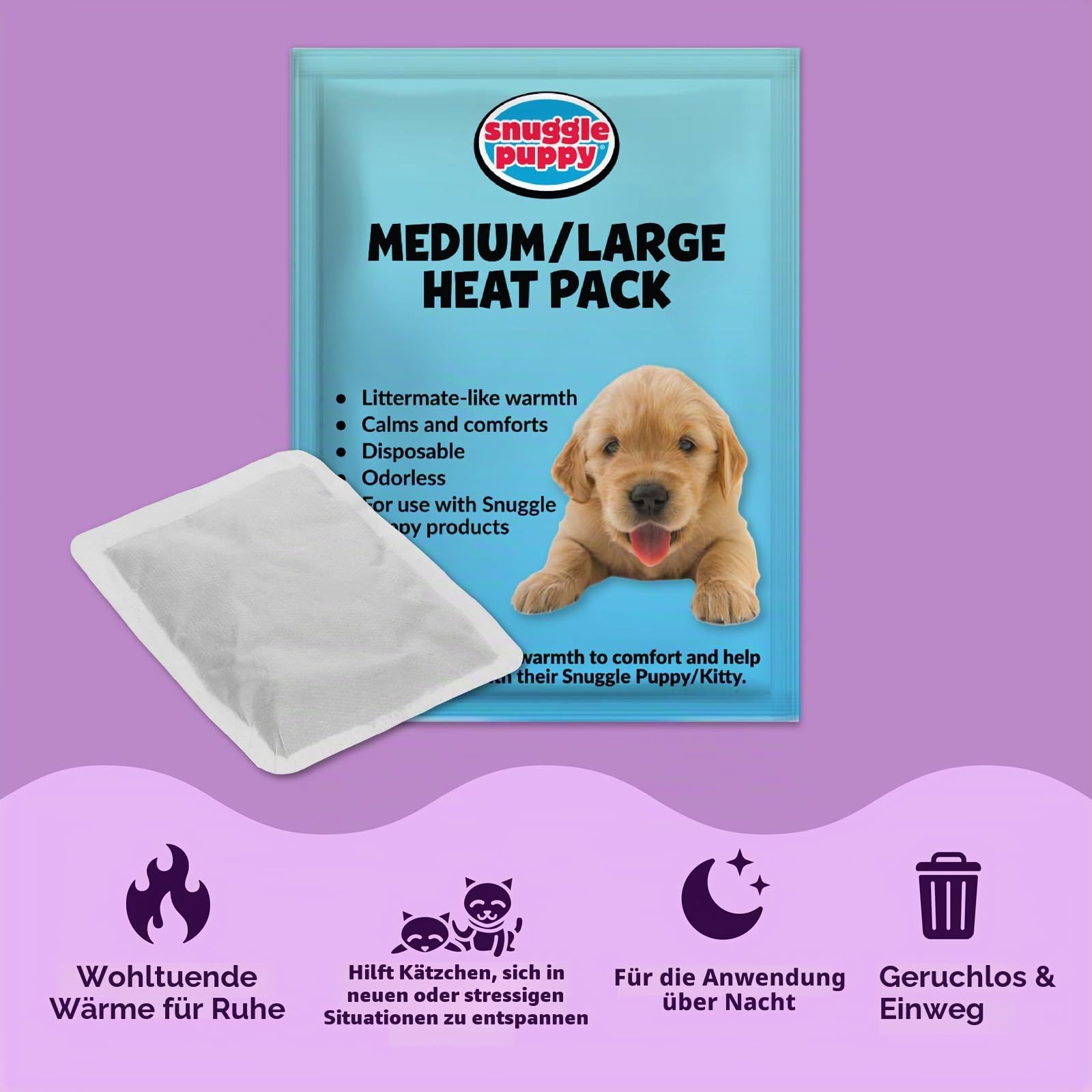 Snuggle Kitty Heartbeat Katzenspielzeug für Kätzchen und Katzen, mit echtem Puls und Wärmekissen, beruhigende Schlafhilfe bei Katzenangst, New Kitten Essentials – Grau und Weiß