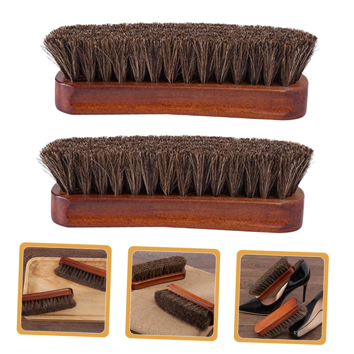 Healvian 5 Series Cepillo Limpiador De Pelo De Caballo De Madera Cepillo para Zapatos Cepillo De Limpieza Herramientas De Limpieza Prácticas Cepillo De Pelo De Caballo para 2 Piezas x 5