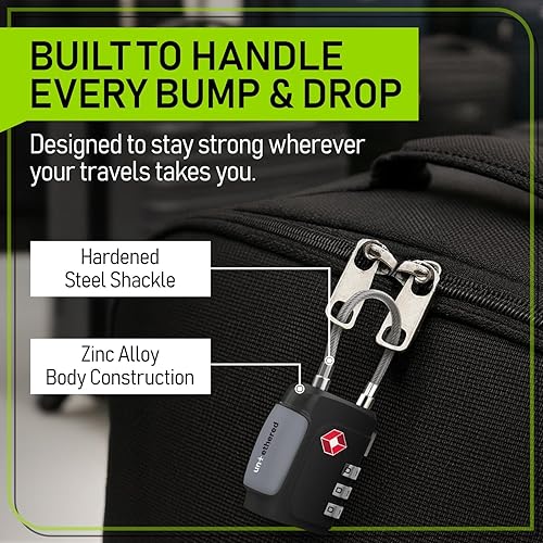 Miniatura 5 de Untethered TSA Luggage Locks (3 Pack) Resettable 3-Digit Combination TSA Approved Travel Padlocks for Suitcases, Backpacks, Gym Bags & Checked