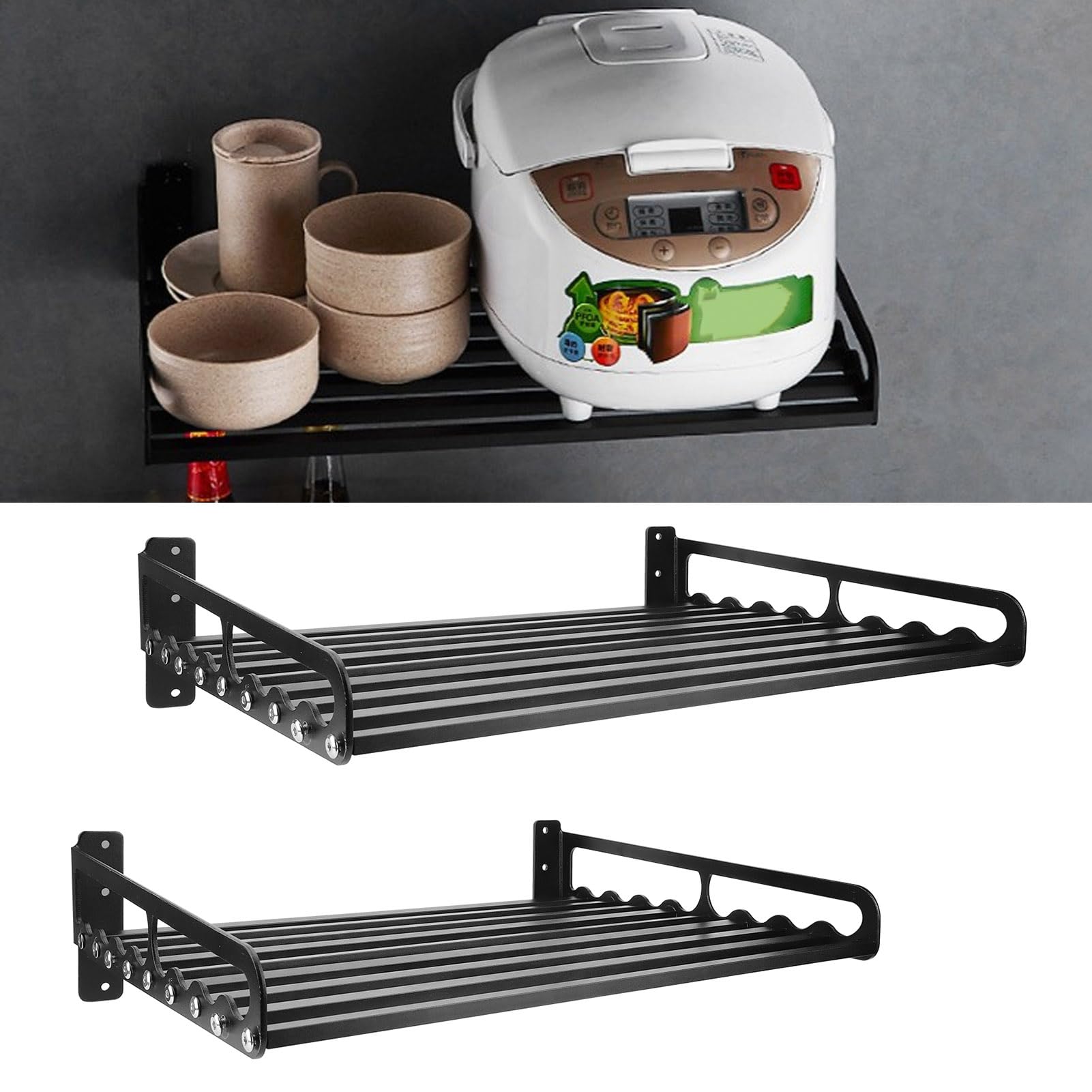 OKJHFD Ripiano per Microonde, Ripiani Sospesi, Staffa per Mensola per Forno a Microonde Montata a Parete, Supporto per Rack, Organizer da Cucina per La Casa(50 * 40)