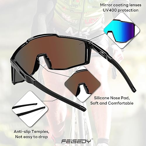 Miniatura 6 de FEISEDY Gafas de sol deportivas hombres mujeres al aire libre ciclismo gafas de sol adolescentes béisbol tenis gafas de sol B0061