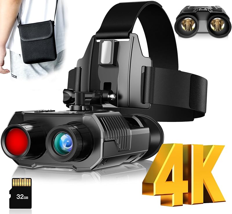 Hojocojo Éjjellátó Szemüveg 8x Zoom, Full HD 1080p, 400m Hatótáv, USB Töltős, Sisak Kompatibilis Vadászathoz