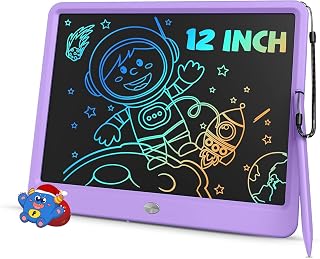 TEKFUN LCD Writing Tablet Doodle Board, 12inch Colorful, Kids Travel Essentials, Kid Toys for 3 4 5 6 7 8 Year Old Girls Boys (Purple)
