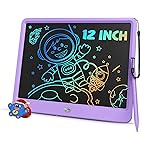 TEKFUN LCD Writing Tablet Doodle Board, 12inch Colorful, Kids Travel Essentials, Kid Toys for 3 4 5 6 7 8 Year Old Girls Boys (Purple)