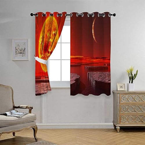 Miniatura 3 de Cortinas para Cocina Universe Planet Black Out Curtains for Sliding Glass Doors Currains 55Inch Width by 55Inch Length,2 Panels