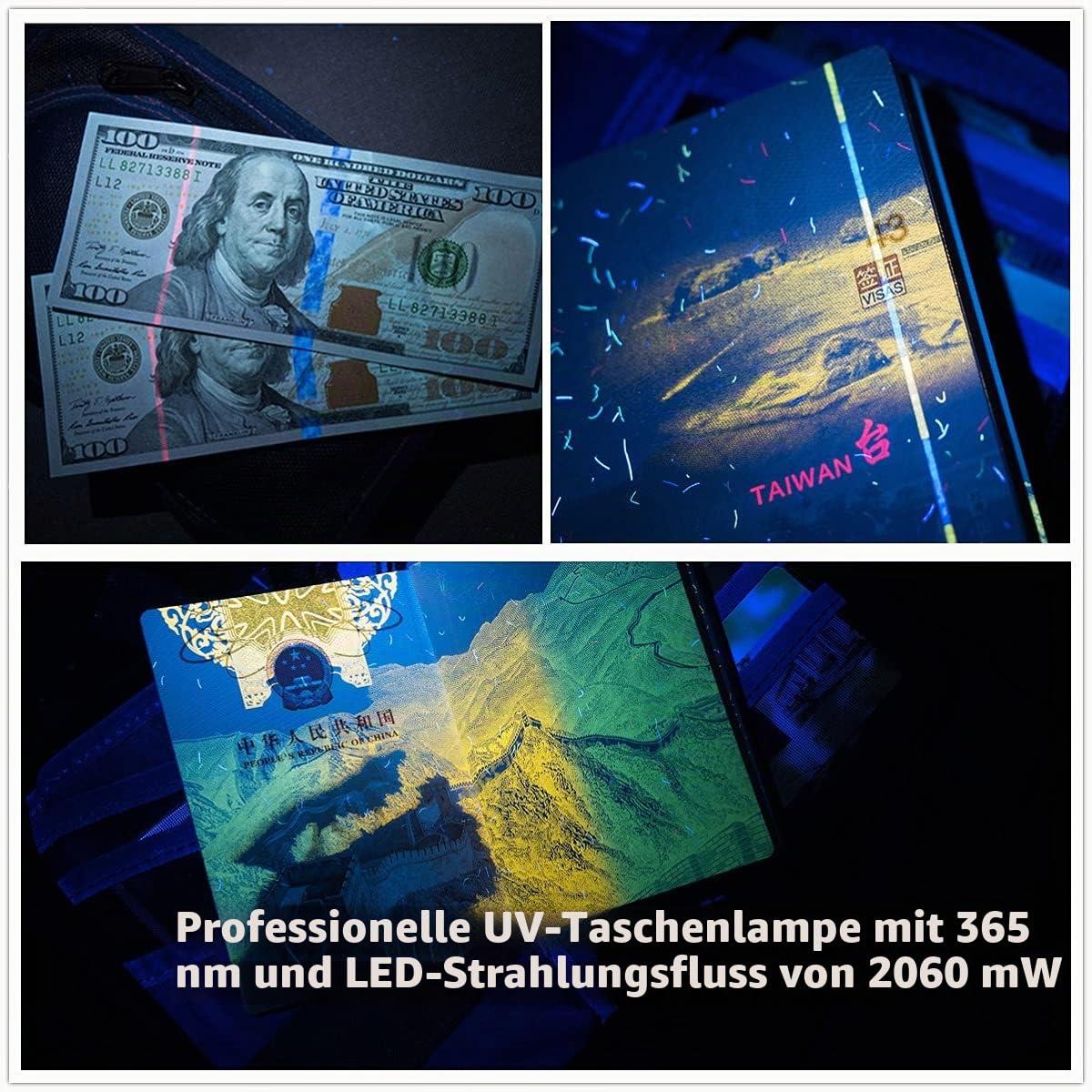 Weltool M6-UV Penlight Schwarzlicht 395nm UV LED Schwarzlicht Ultraviolett Stift Lichter für DIY Nail Art, Hotel Inspektion,Betrügerische Dokumente und Banknoten, Haustier Urin und Haut Bedingungen