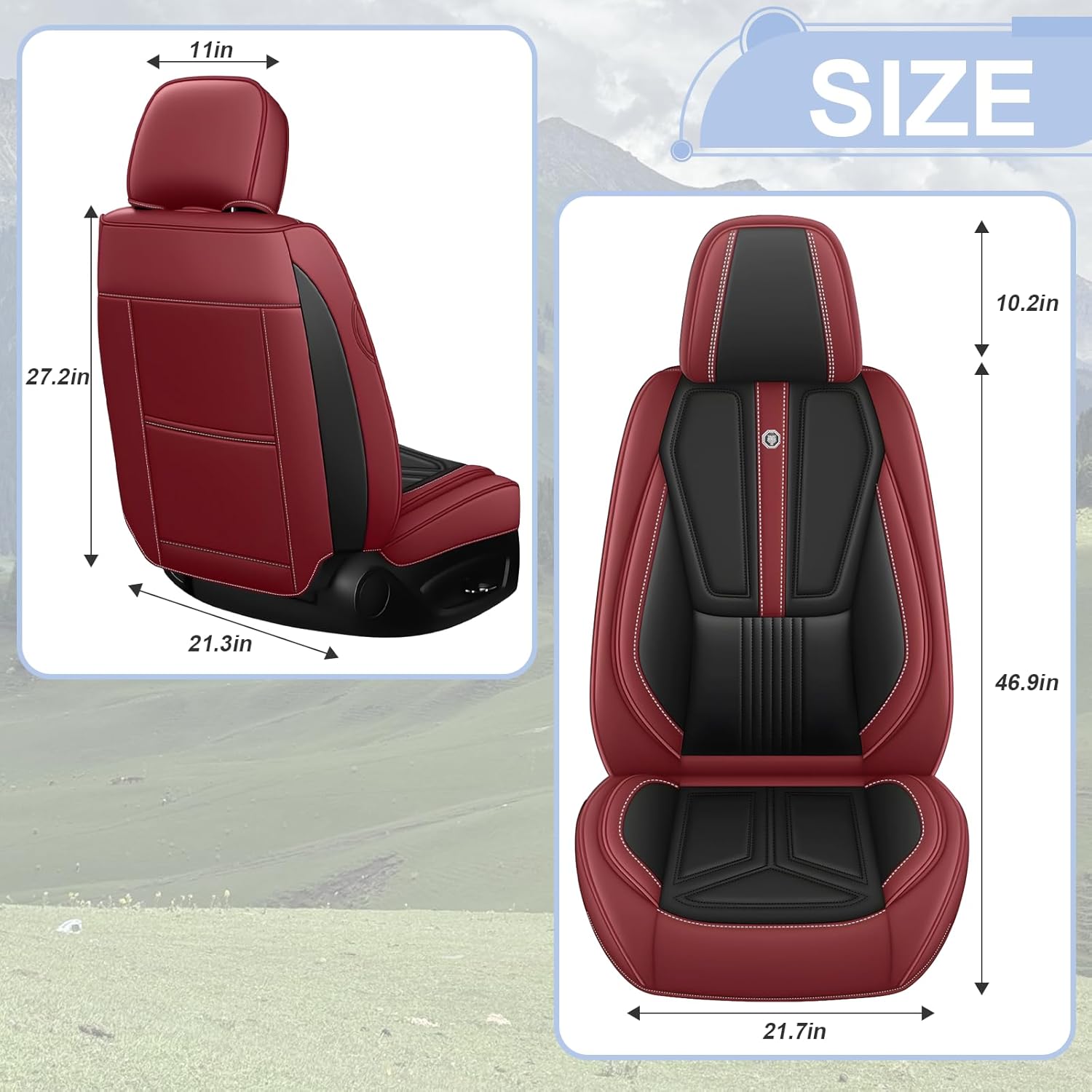 Car Seat Covers Fit for Acura MDX 2001-2024 Side Airbag Compatibility and 3D Lumbar Support with Premium Nappa Leather(Full Set, Black & Red)