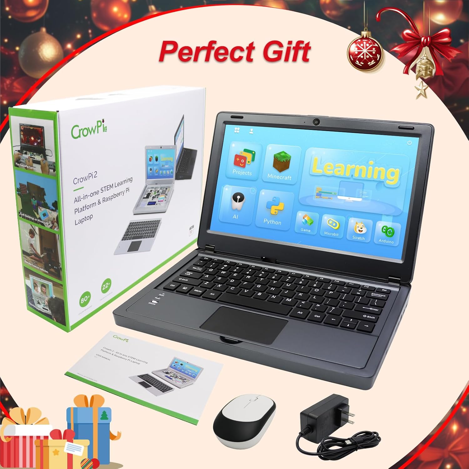 পাশ view of CrowPi2 with labeled ports