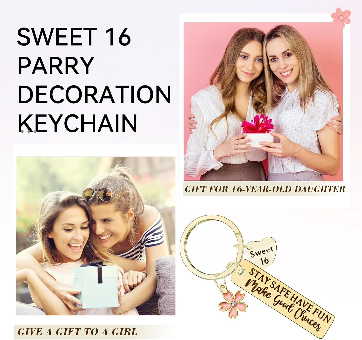 Sweet 16 Party Decorations,Elegant Keychain 16th Birthday Gift for Grils,16 Years Old Birthday Gift Accessories image 5