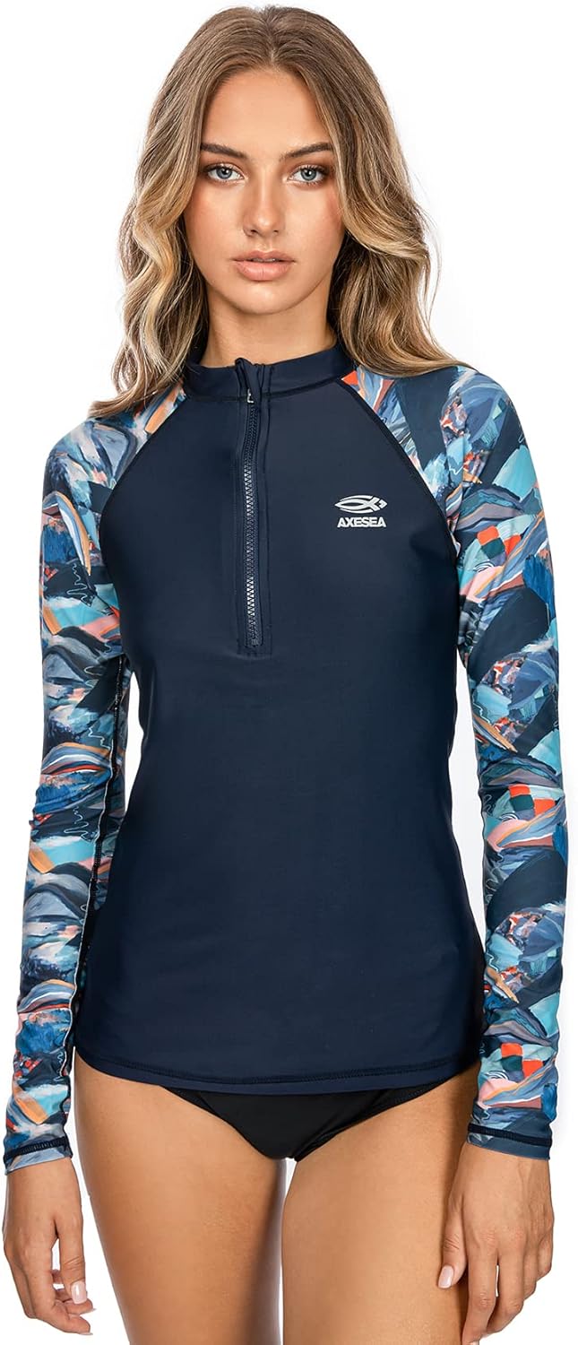 AXESEA Women's Long Sleeve Rash Guard, UPF 50 UV Guam Ubuy