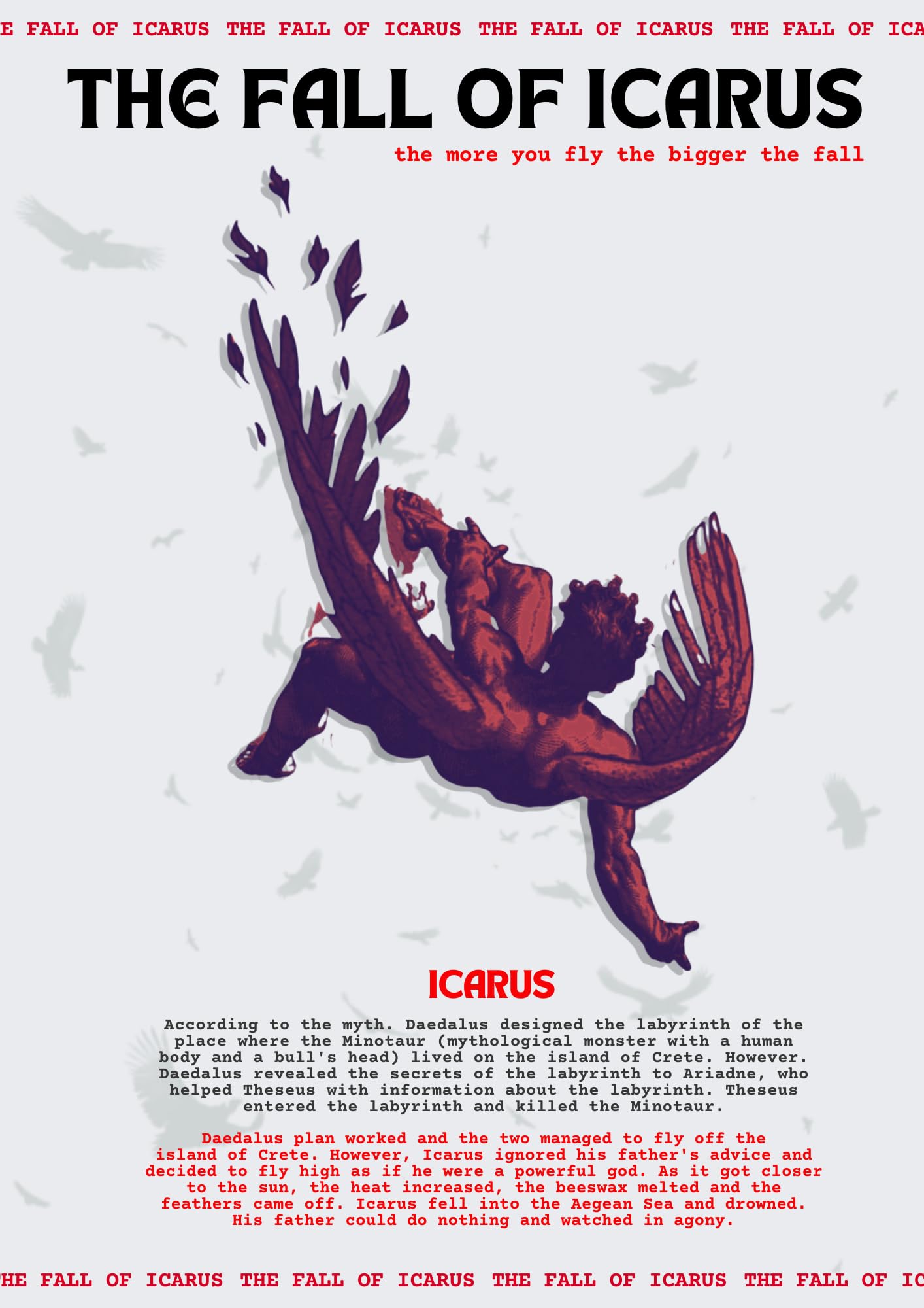 The Fall of Icarus Mythology Poster – Greek Myth Inspired Wall Art Print, Vintage Mythological Aesthetic Decor, Dark Academia Icarus Artwork, Ancient Greek Legend Poster, Philosophical Art Print for Bedroom or Study, 12x18 Inch Print-image-13
