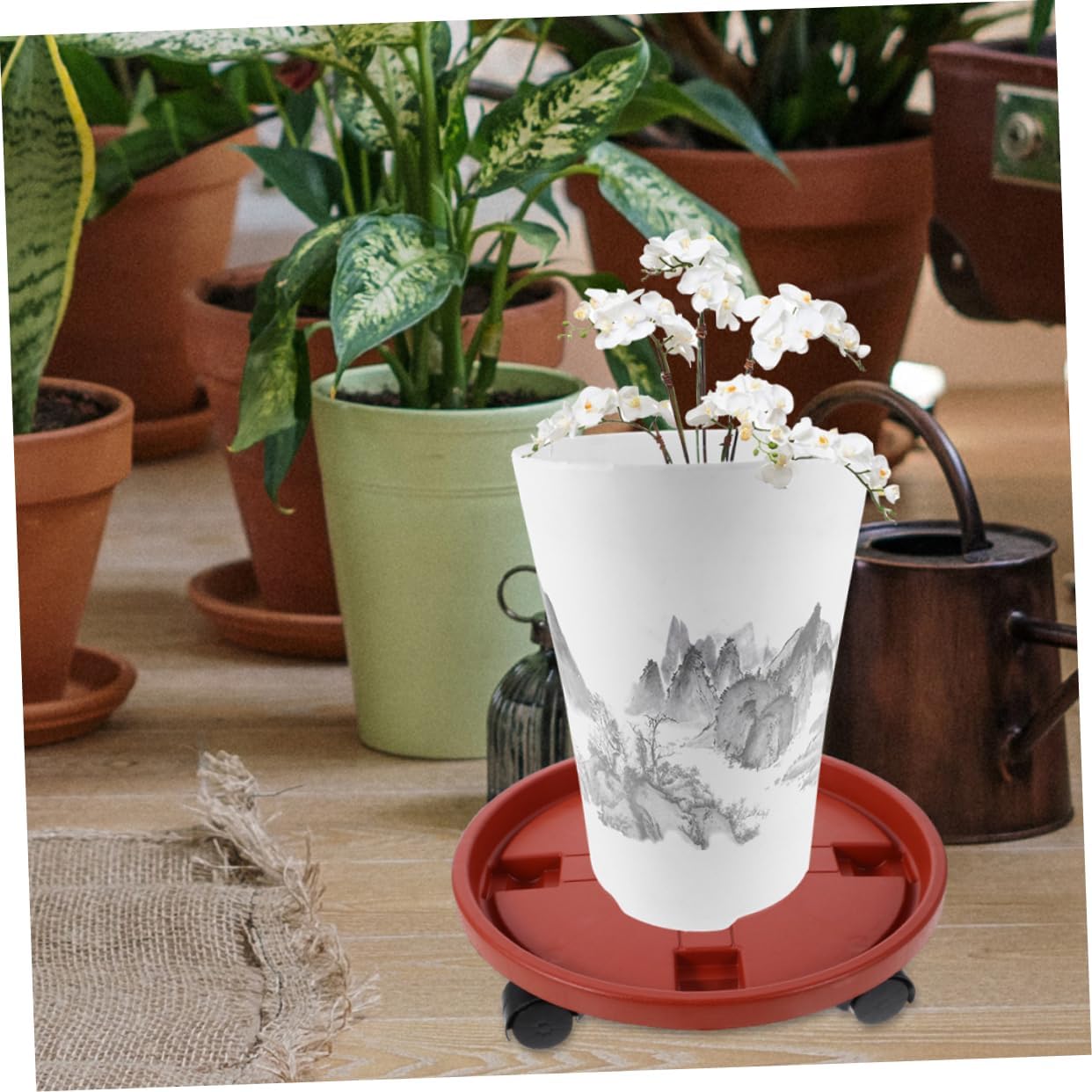 Toyvian 2pcs Wheels Planter Stand Movable Flower Pot Tray Swivel Casters Heavy Duty Plant Holder for Use