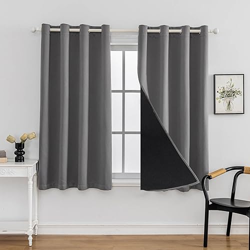 Miniatura 17 de Anytime - Cortina 100 % opaca de 2 paneles, cortinas de ventana con aislamiento térmico para dormitorio, paneles de sombreado completo (gris, 70