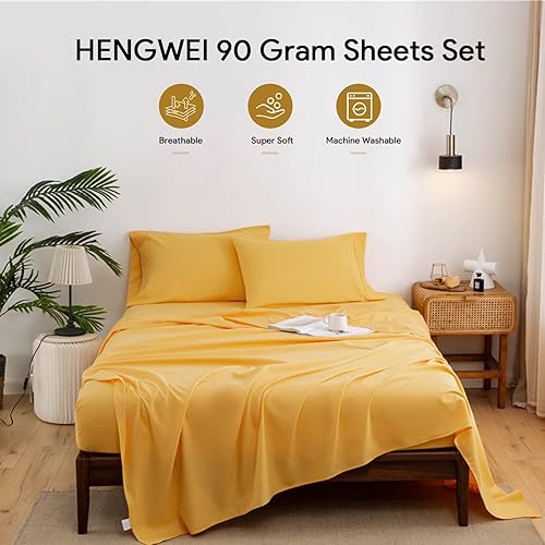 Miniatura 2 de HENGWEITEXT Juego de sábanas de microfibra cepillada de 3 piezas, sábana bajera de bolsillo profundo de 17 pulgadas + sábana encimera + una funda de