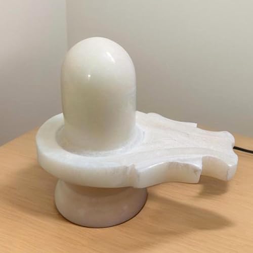 CraftsLook Shiva Linga en marbre Blanc de 6,3 cm | Statue Shiva Lingam en marbre
