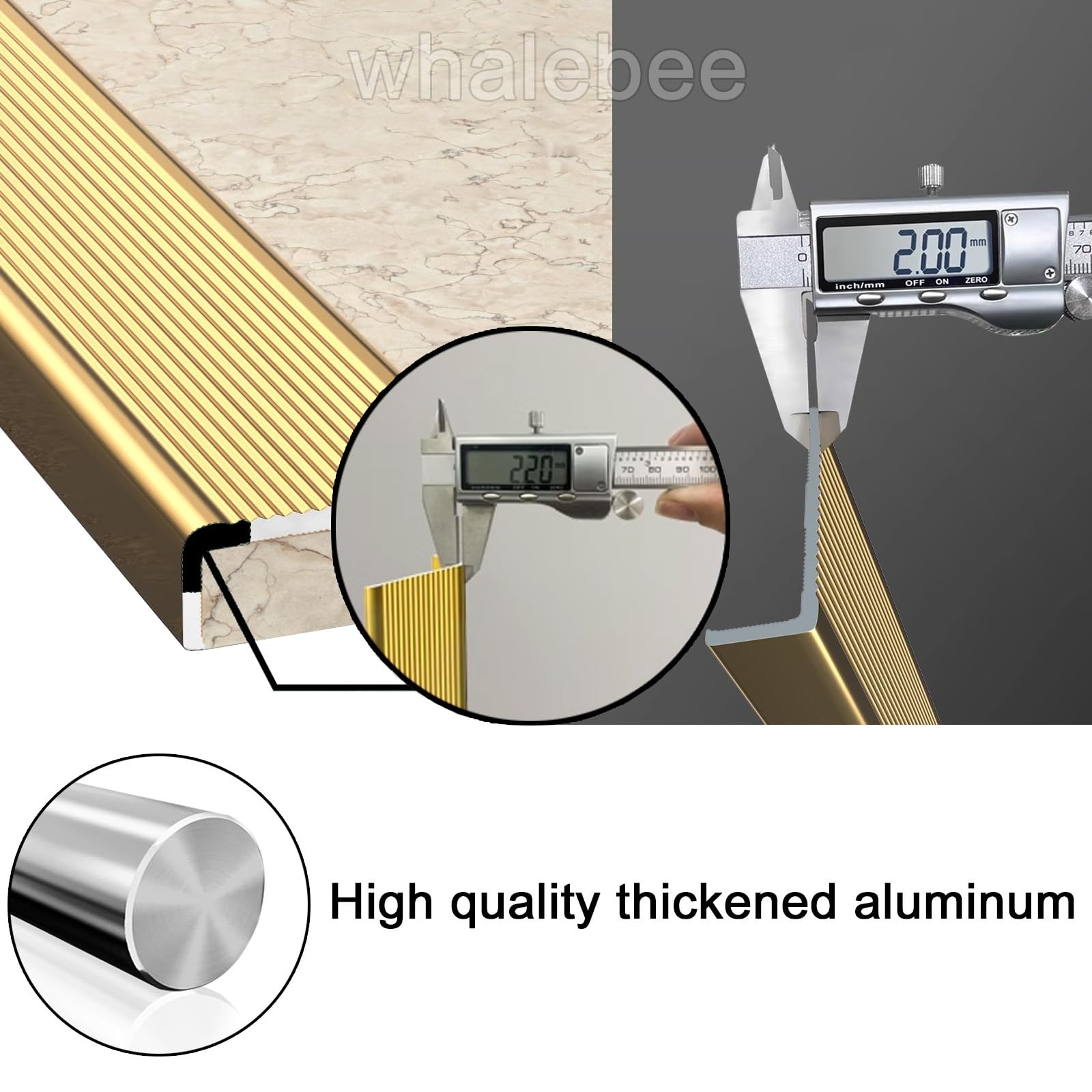Perfil para Escaleras Antideslizante Perfil De Borde De Escalera, Protección De Bordes En L Forma para Escaleras, Peldaños, Umbrales - Cantonera Protector De Escaleras Interior Y Exterior