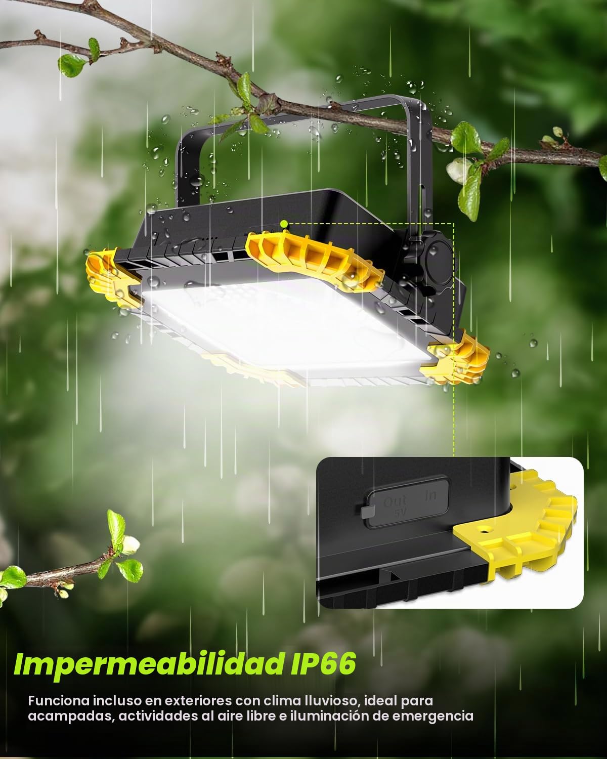CLV Foco LED Recargable 200W 20000mAh Luz De Trabajo Portátil USB 4 Modos | 2 Brillo Luz Led Recargable Carga Solar USB Foco LED Bateria Magnética Impermeable IP66 Para Pesca Emergencias Taller