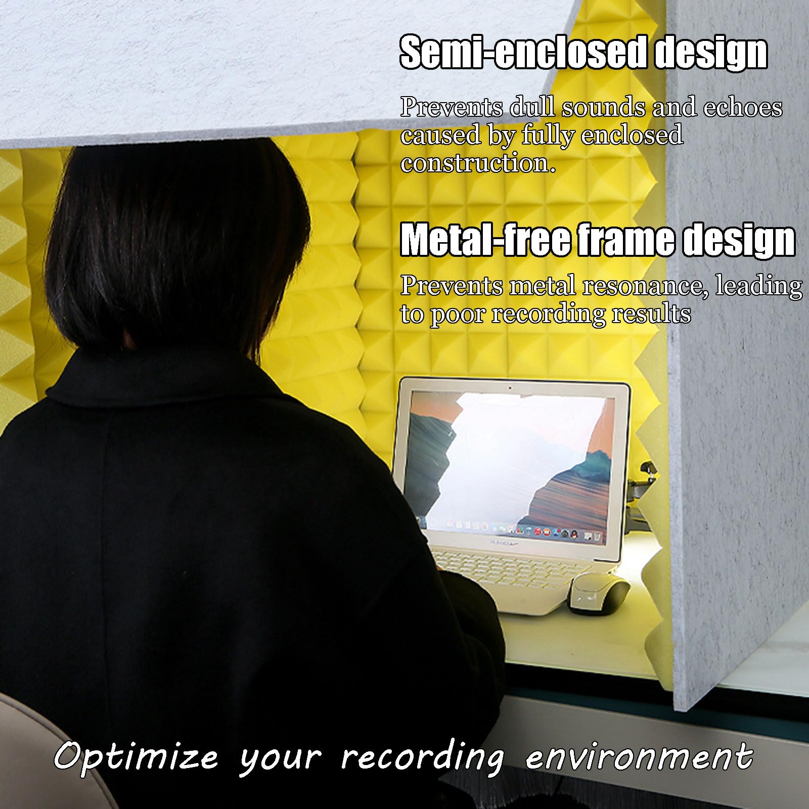 Cabina Insonorizada Portátil, Cubierta Insonorizada De Escritorio, Diseño Semicerrado, Fácil De Instalar For Escritorios De Estudio Y Estudios De Grabación(Dark Gray,80x80x80x40cm)