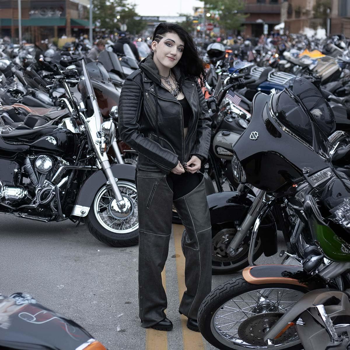 Milwaukee Leather MLL2516 Black Leather Rub-Off Leather Jacket with Hoodie for Women - Image 5