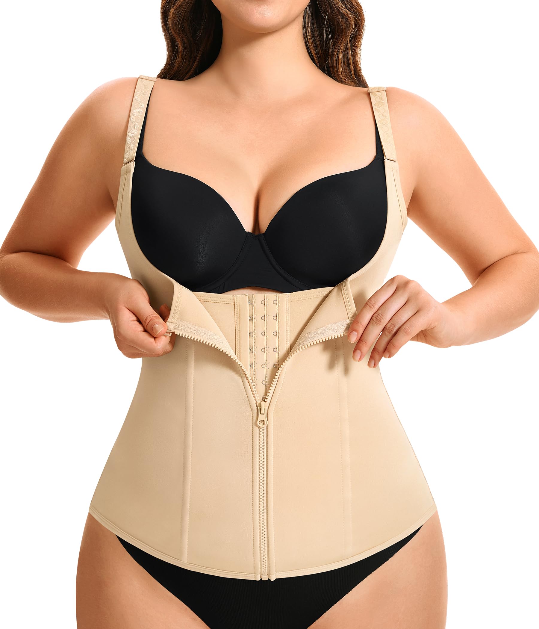Women's Underbust Corset Waist Trainer Cincher Steel Boned Body Shaper Vest with Adjustable Straps