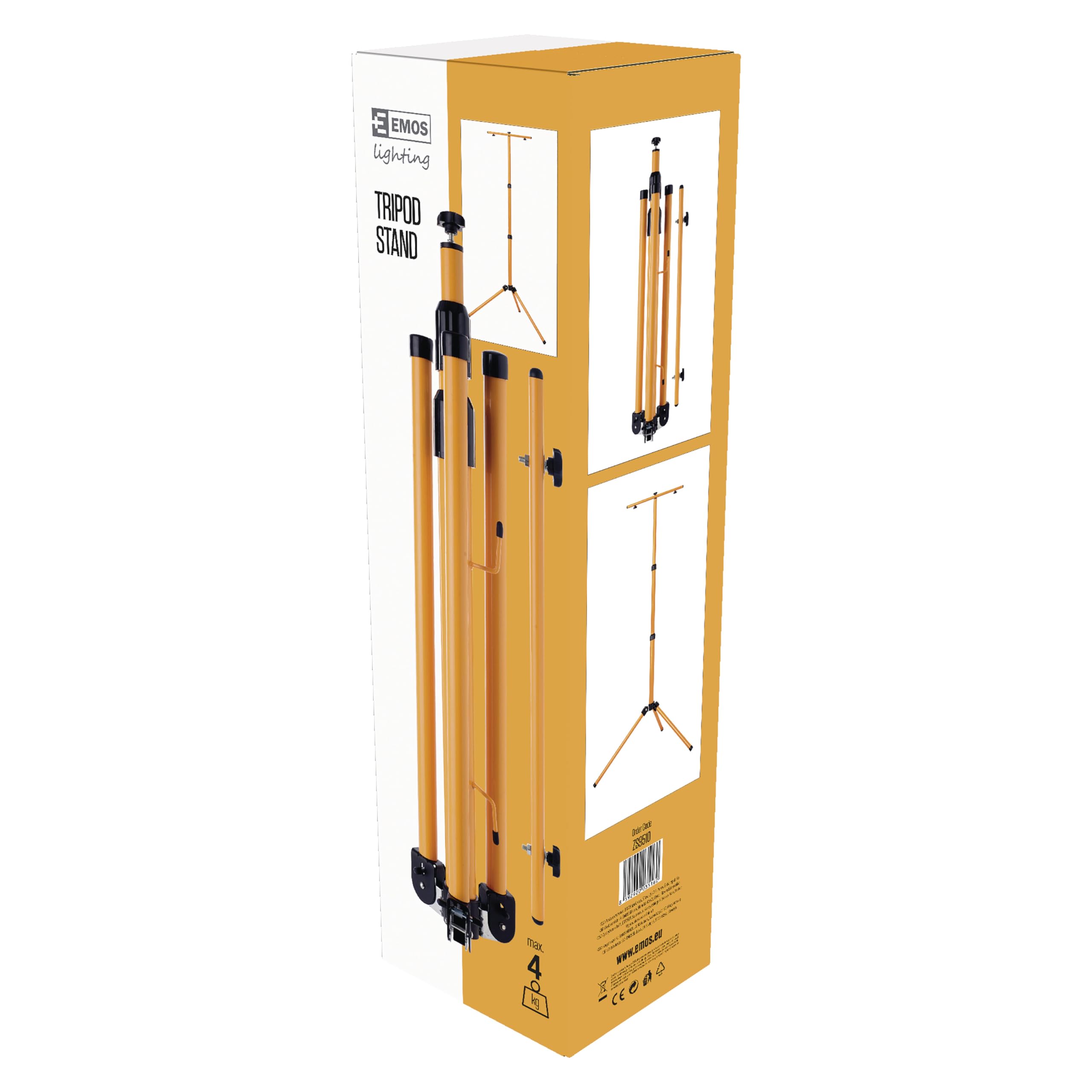 EMOS ZS9510 Stativ für 2 Strahler, Ständer für 2 Halogen- oder LED-Scheinwerfer, Gelb, 14 x 12 x 63 cm