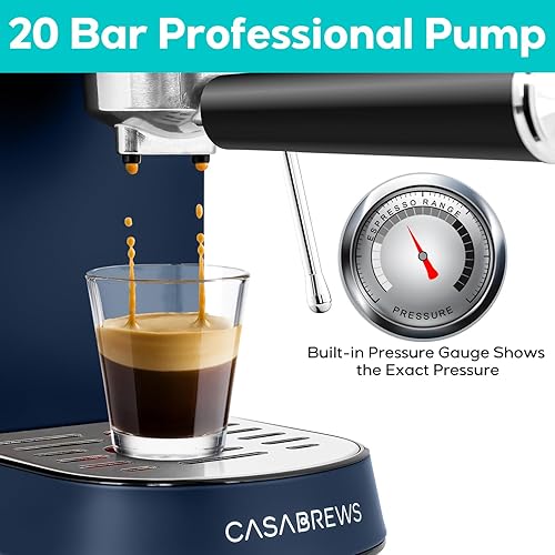 Miniatura 2 de CASABREWS Máquina de café expreso de 20 bares, cafetera profesional de espresso con espumador de leche, máquina de café expreso con tanque de agua