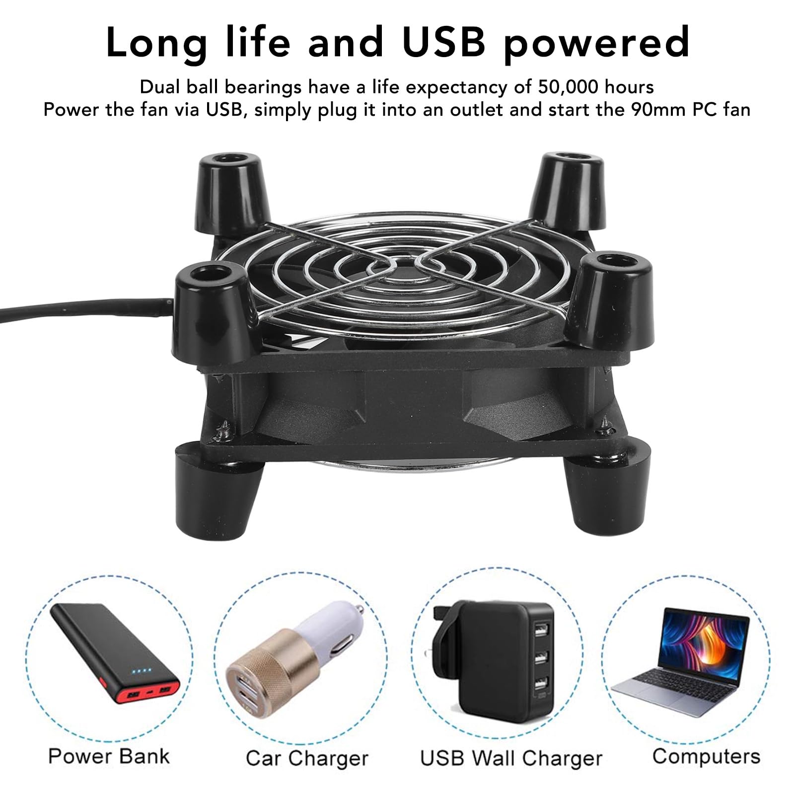 Annadue Ventola per Case PC da 90 Mm, Ventola di Raffreddamento Silenziosa USB 5V, velocità Regolabile, Lunga Durata, Alimentazione USB, per Computer, Console di Gioco, Elettrodomestici