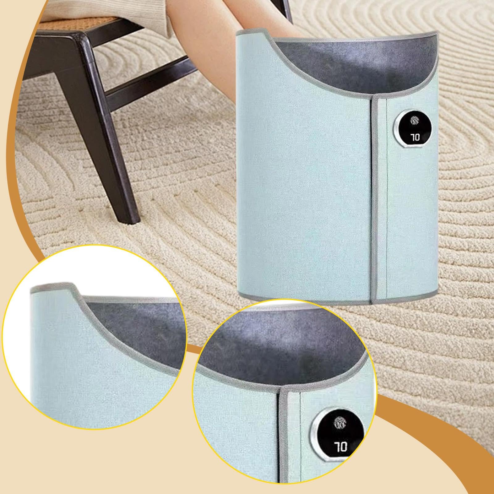 Harilla Calentador de Piernas Portátil y Silencioso, Calentador de Pies Eléctrico para Usar Debajo del Escritorio, Apagado Automático, Almohadilla Calefactora con 5 Niveles de Temperatura 45-70℃, Azul